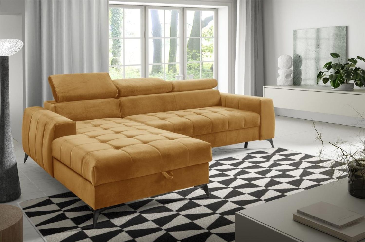 Ecksofa Schlafsofa Sofa AGNESA XS Stoff Salvador Honiggelb Ottomane Links Bild 1