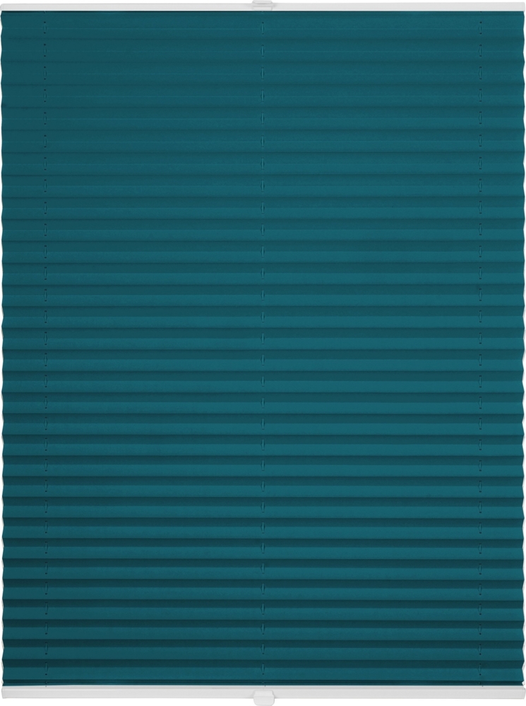ondeco Plissee nach Maß für alle Fenster innen Montage in Glasleiste mit Spannschuh Sonnenschutz Rollo Sichtschutz Blickdicht - Petrol - B): 91-100 cm, H): 101-150 cm Bild 1