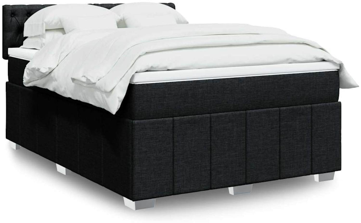 vidaXL Boxspringbett mit Matratze Schwarz 140x200 cm Stoff 3287100 Bild 1