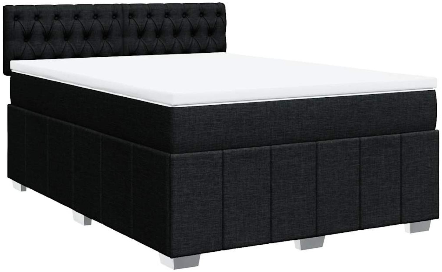 vidaXL Boxspringbett mit Matratze Schwarz 140x200 cm Stoff 3287100 Bild 1