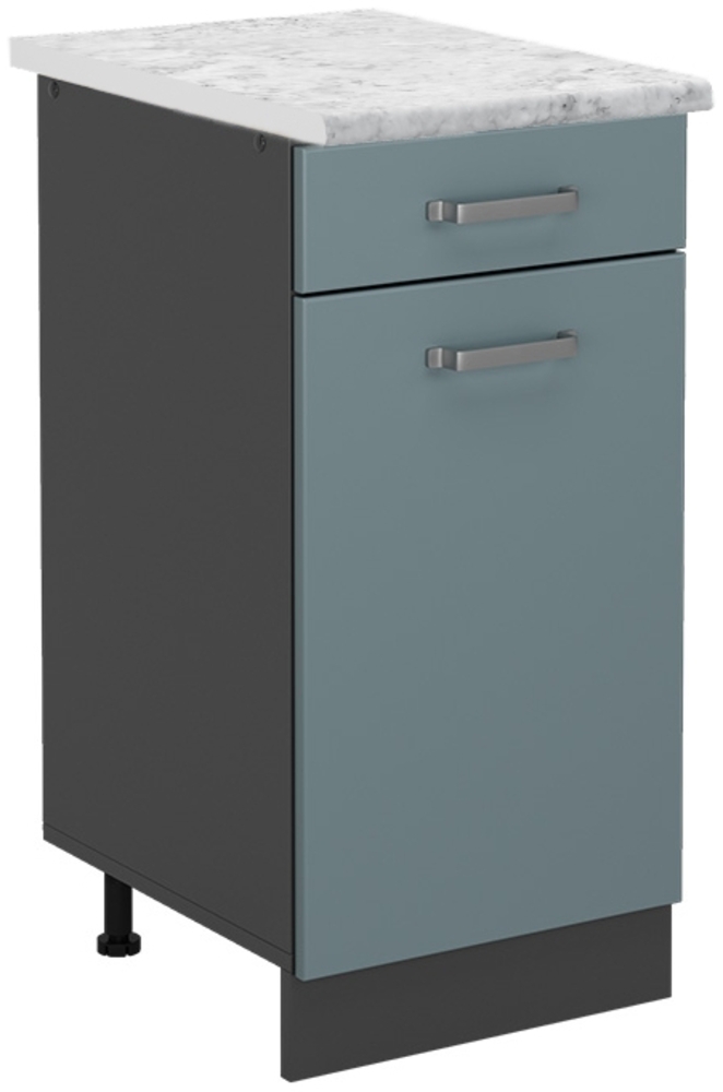 Küchenunterschrank R-Line Blau-Grau 40 cm AP Marmor Vicco Bild 1