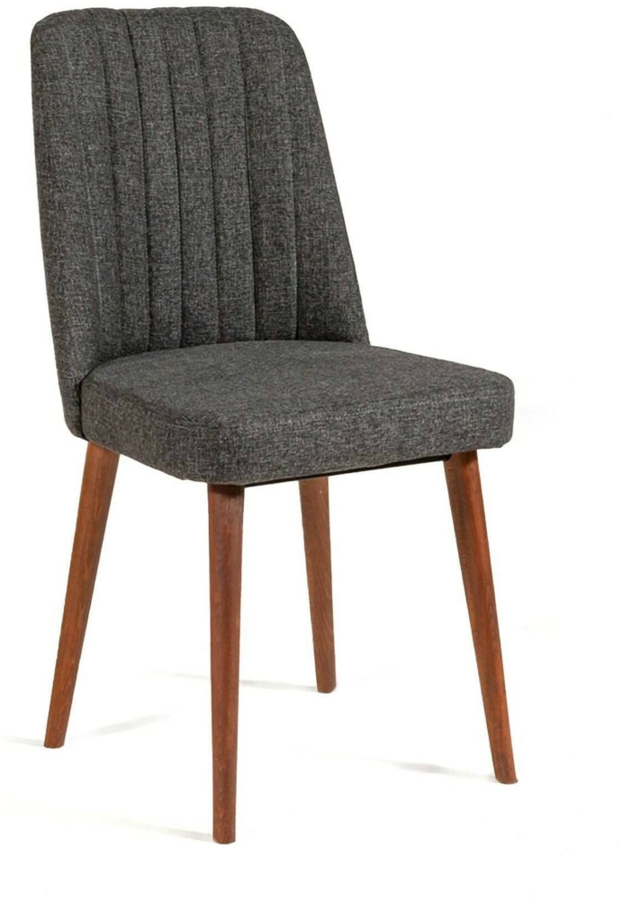 Dmora Stuhl Champi, Stoffsitz, Gepolsterter Stuhl, Sessel mit Armlehnen, 47x46h89 cm, Walnuss und Anthrazit Bild 1