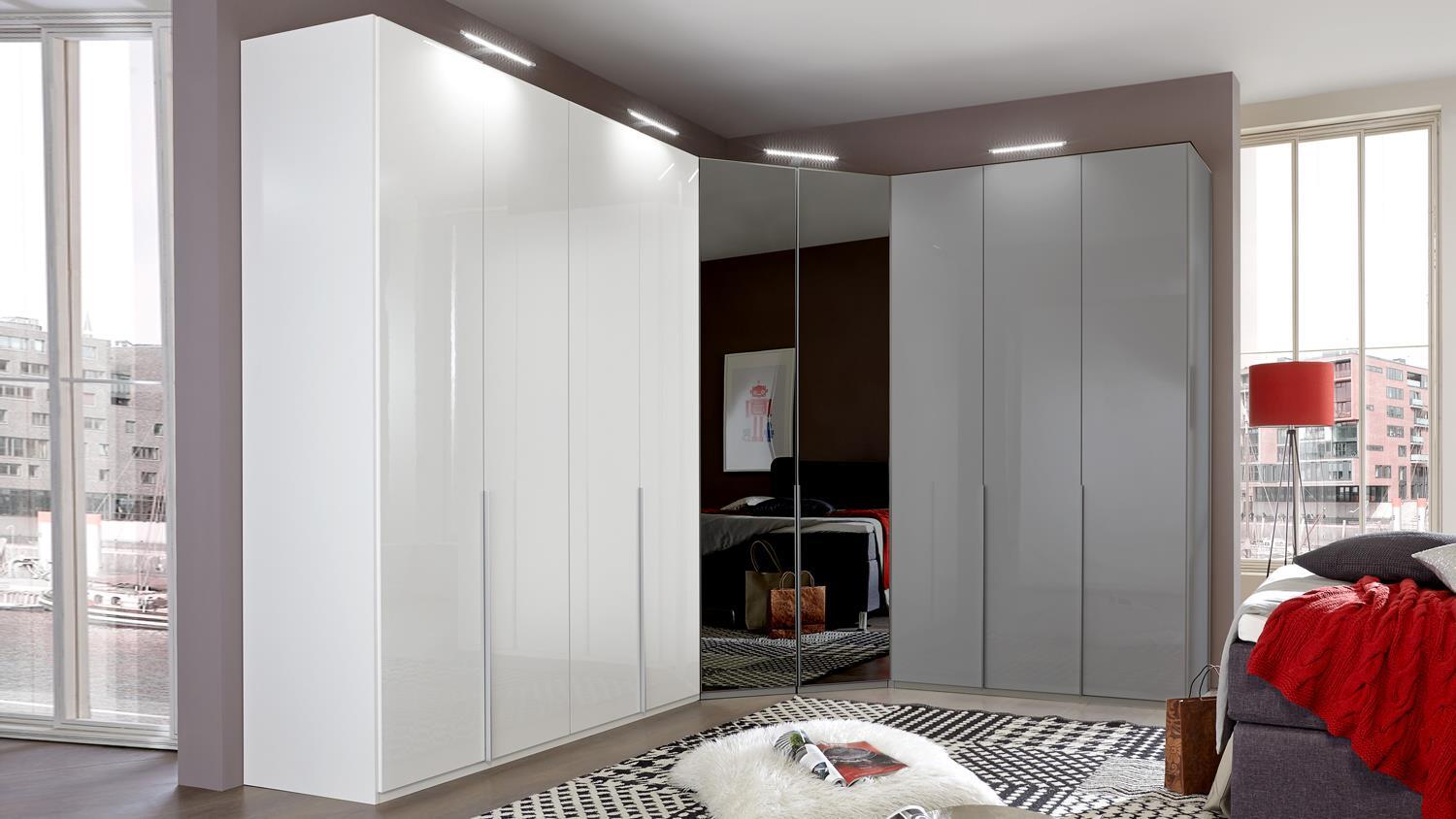 Kleiderschrank NEW YORK D Pearlglanz Softwhite 180 cm Bild 1