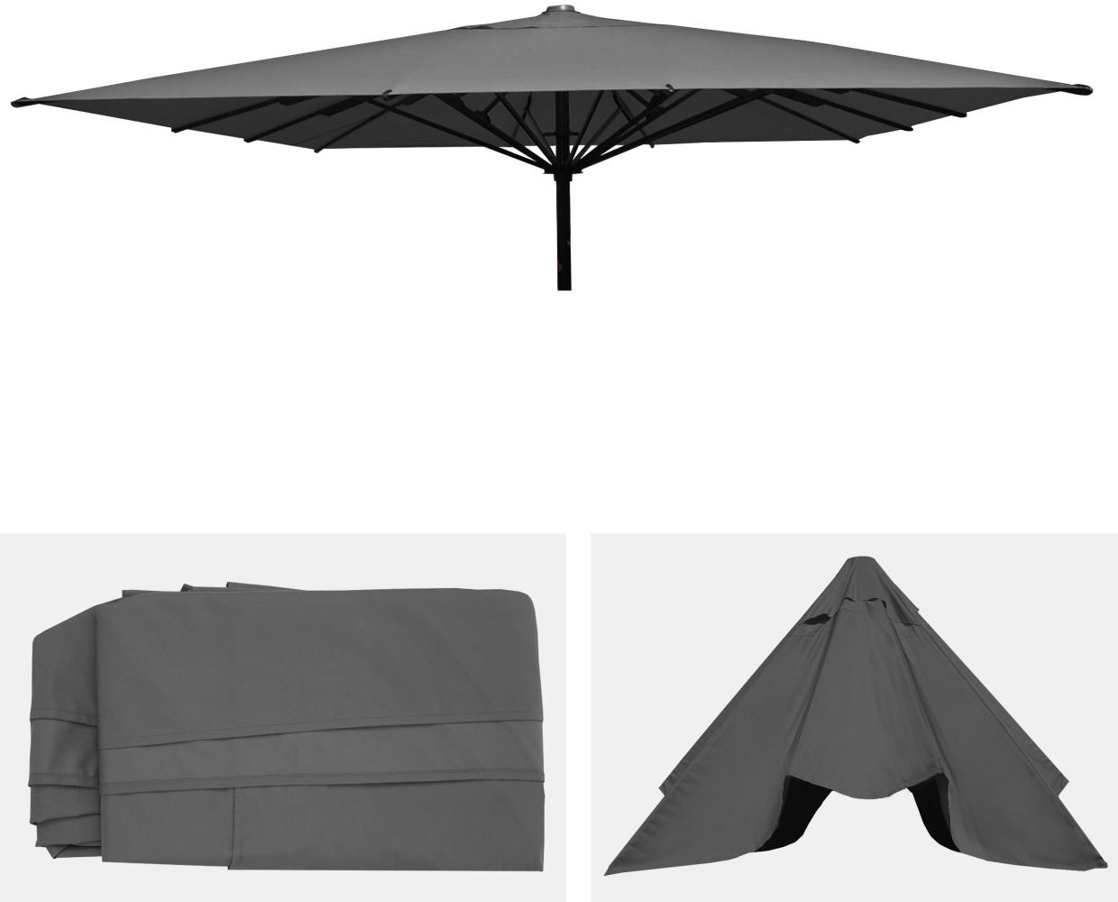 Ersatz-Bezug für Gastronomie Sonnenschirm HWC-D20, Sonnenschirmbezug Ersatzbezug, 5x5m (Ø7,2m) Polyester ~ anthrazit Bild 1