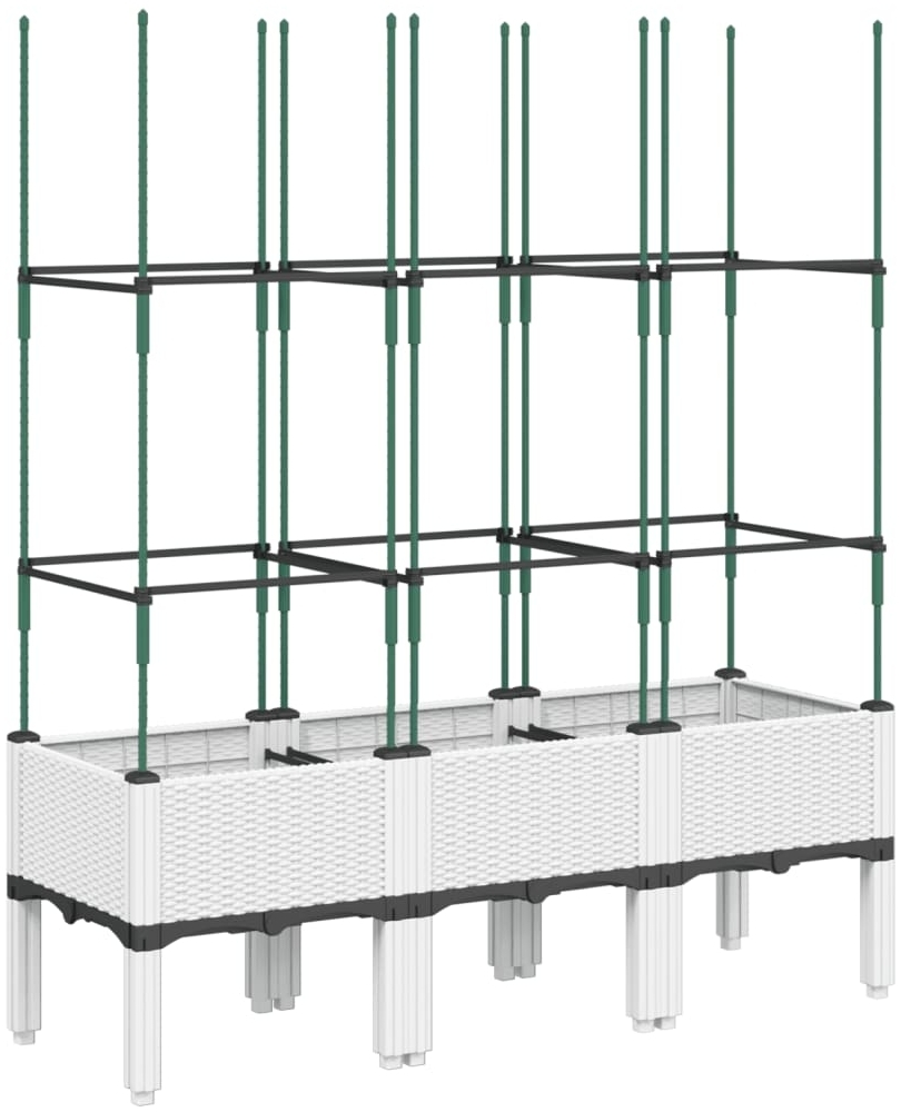 vidaXL Pflanzkübel mit Rankgitter Weiß 120x40x142,5 cm PP 367959 Bild 1