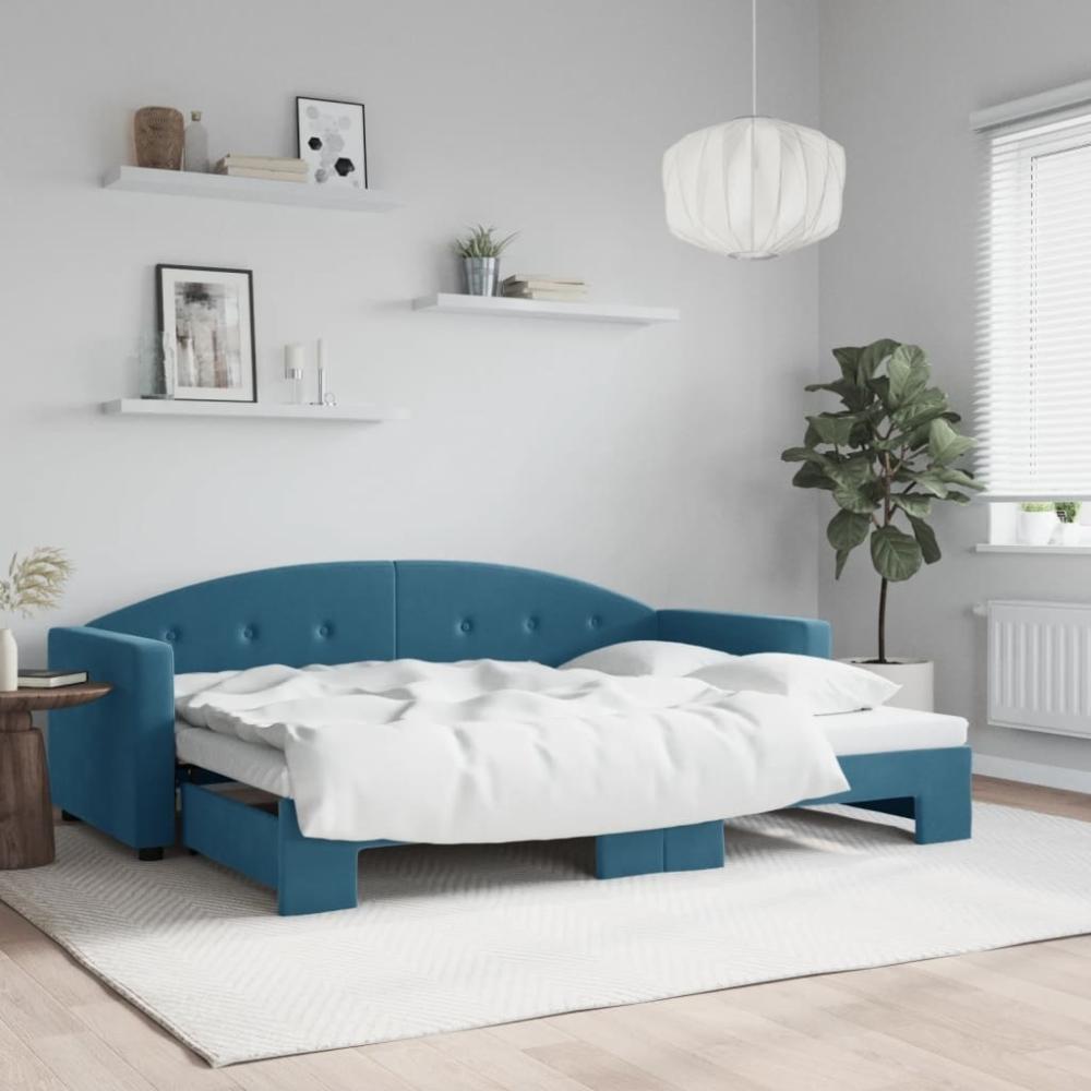 vidaXL Tagesbett Ausziehbar Blau 80x200 cm Samt 3197293 Bild 1