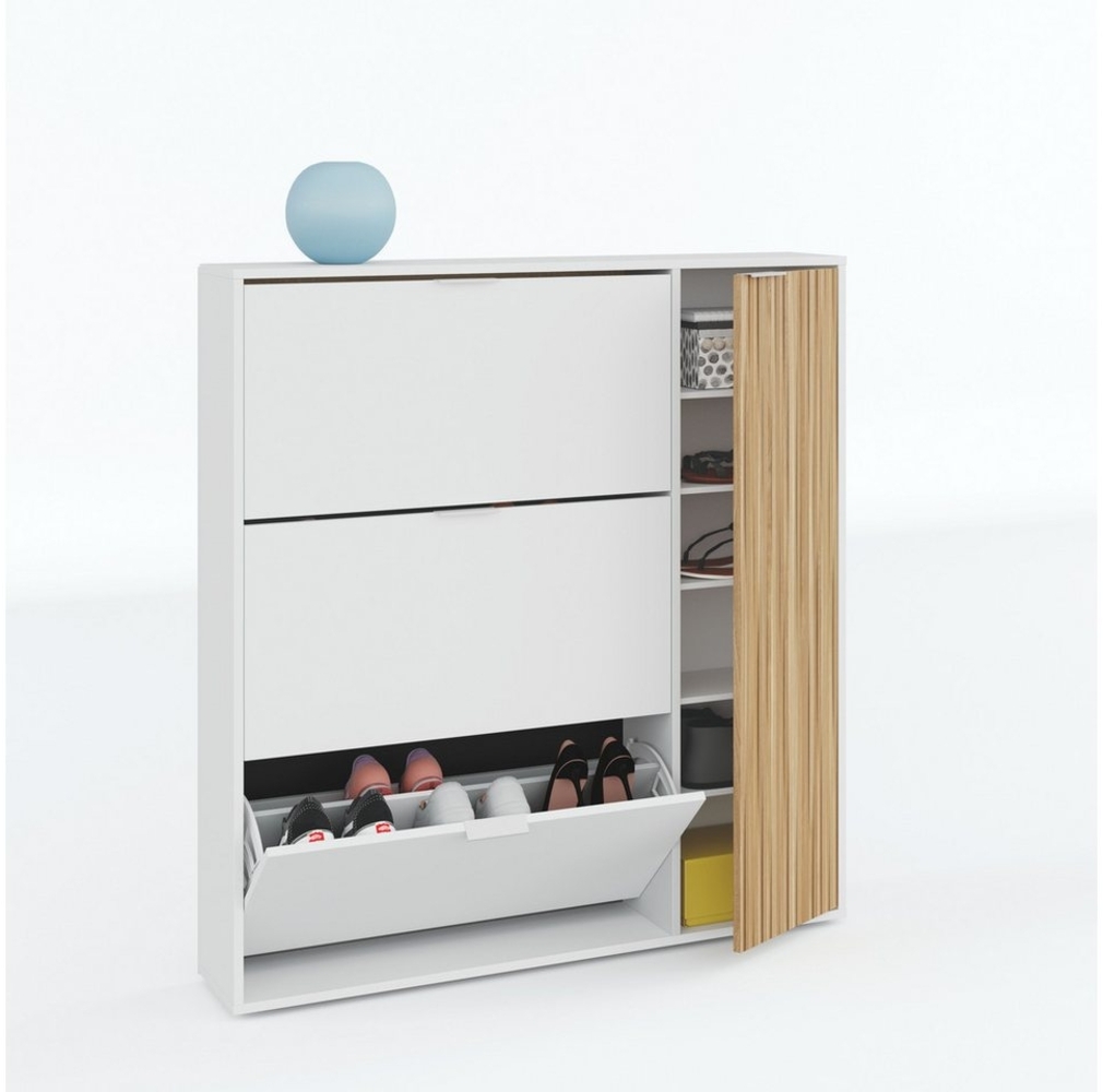 habeig Schuhschrank Schuhregal mit 3 Klappen Und Seitenschrank, 112x105x24 cm, modern 112cm hoch Bild 1