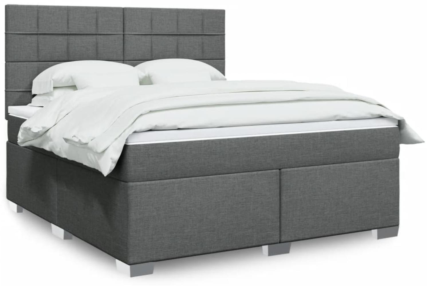 vidaXL Boxspringbett mit Matratze Dunkelgrau 180x200 cm Stoff 3292868 Bild 1