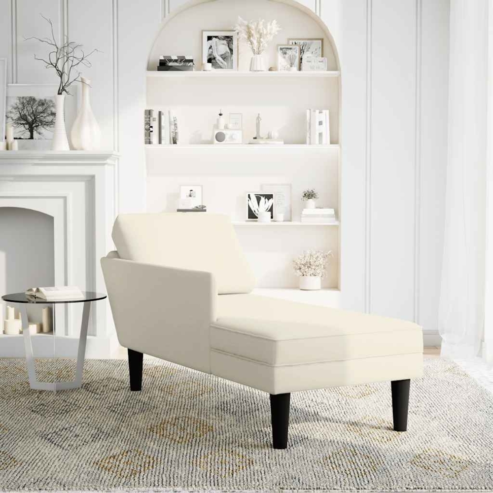 vidaXL Chaiselongue mit Kissen und Rechter Armlehne Creme Samt 4009814 Bild 1
