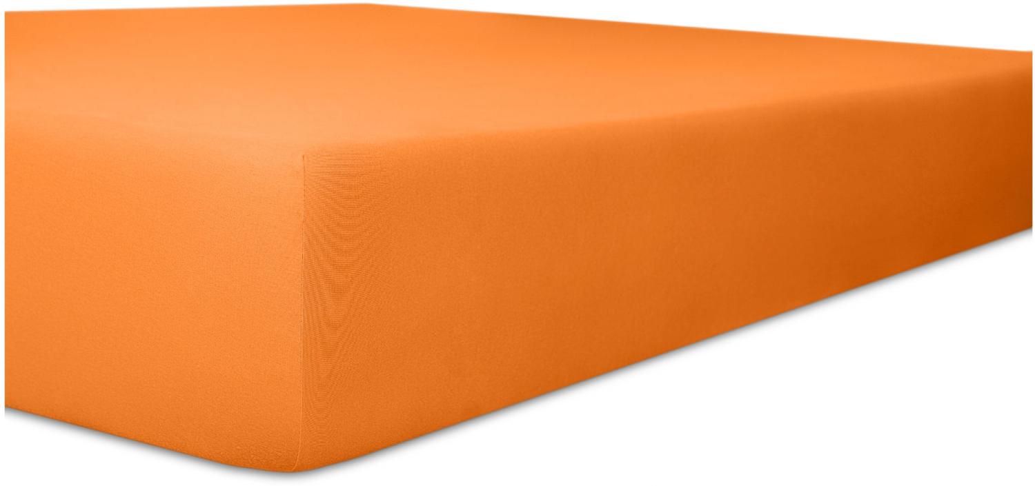 Kneer Flausch-Frottee Spannbetttuch für Matratzen bis 22 cm Höhe Qualität 10 Farbe orange Größe 140x Bild 1