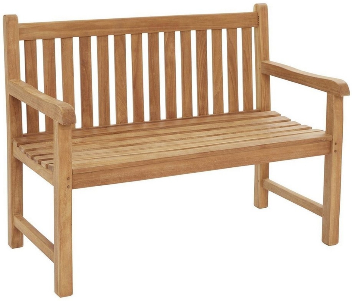 Outdoor Gartenbank KAMPEN, 2-Sitzer, Braun, Teakholz massiv, (1-St), B 120 x H 92 x T 55 cm Bild 1