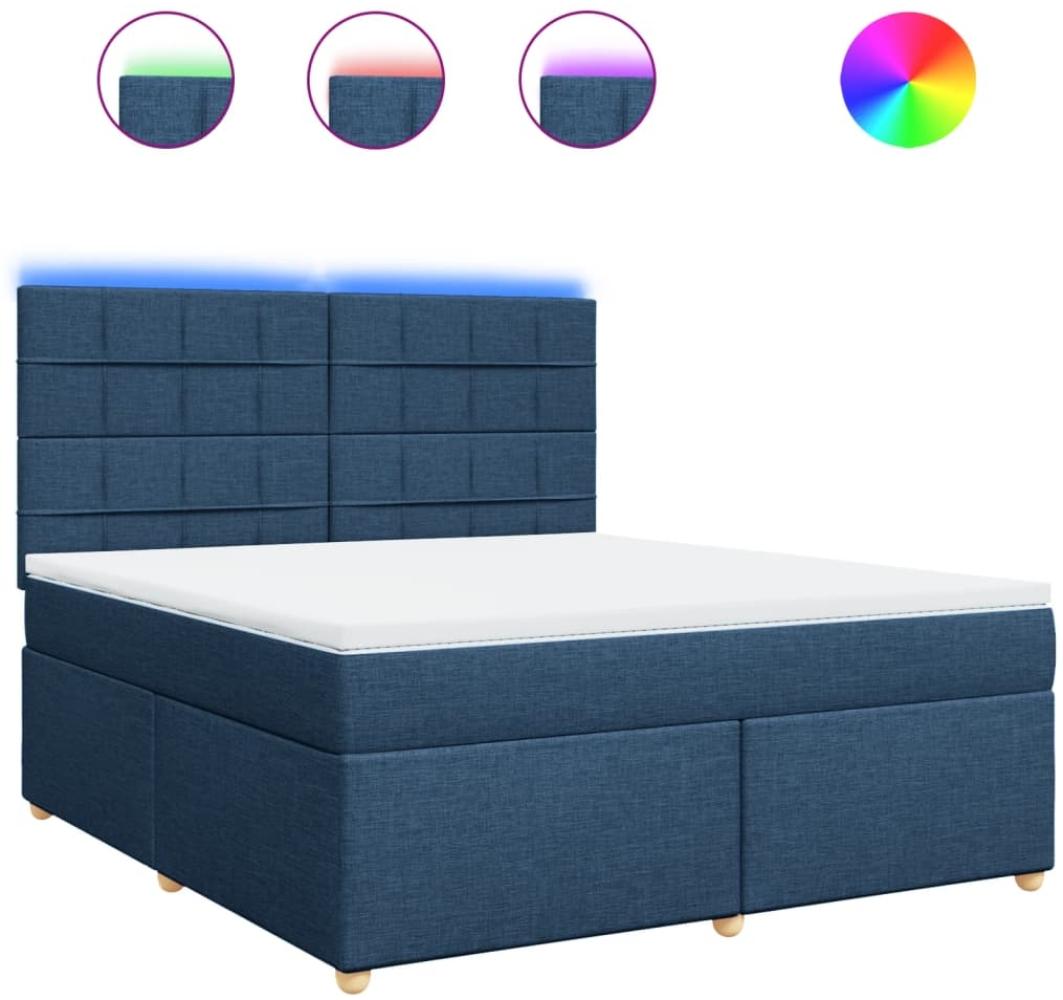 vidaXL Boxspringbett mit Matratze Blau 180x200 cm Stoff 3293665 Bild 1