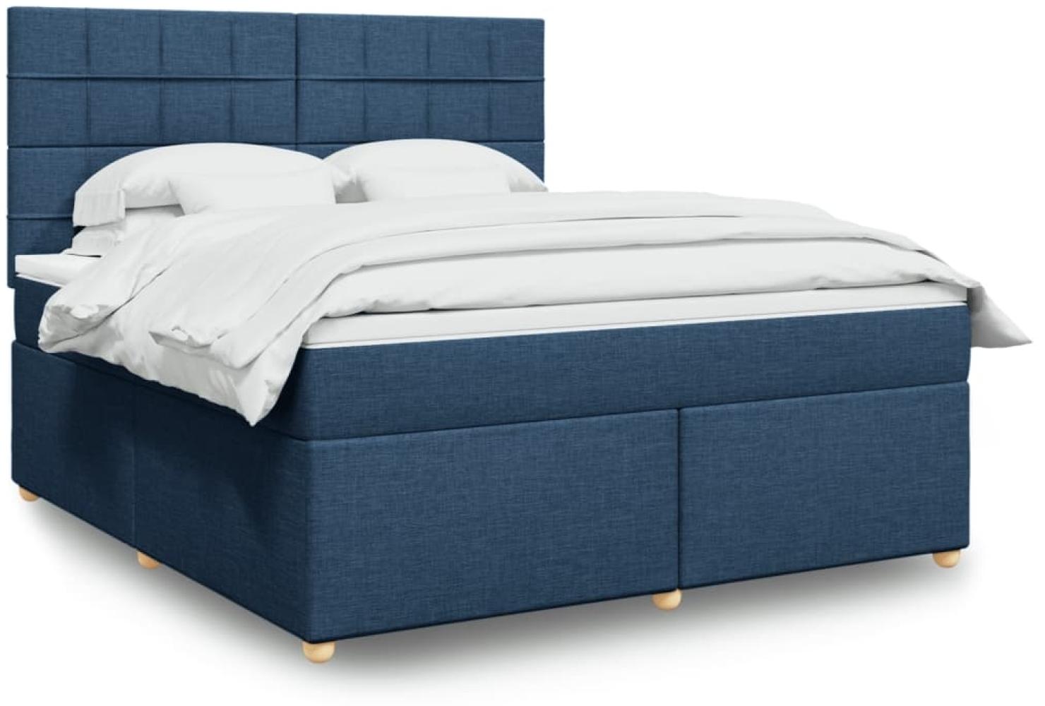 vidaXL Boxspringbett mit Matratze Blau 180x200 cm Stoff 3293665 Bild 1