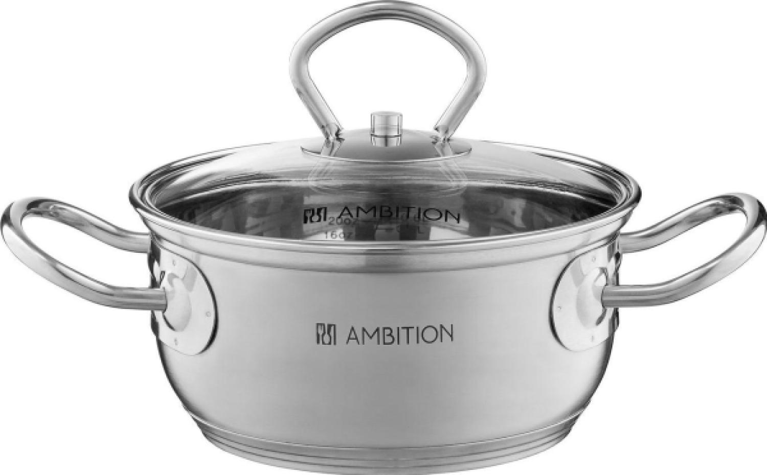 AMBITION Topf mit Glasdeckel 1L ACERO (60808) Bild 1