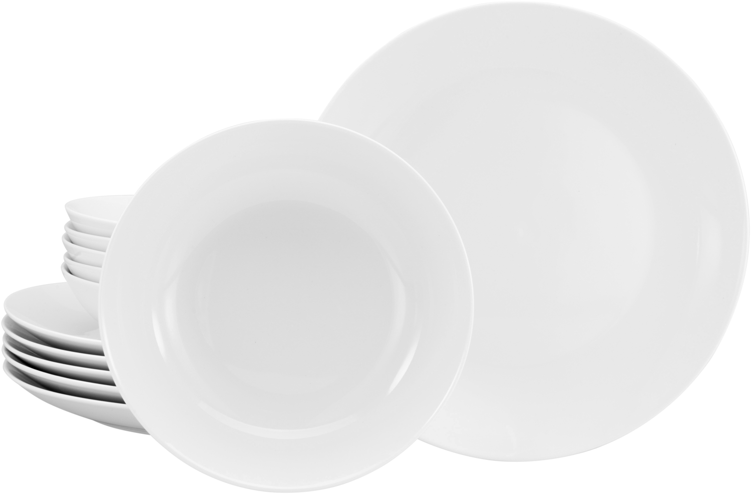 CreaTable, 21925, Serie Luna Weiss, 12-teiliges Geschirrset, Tafelservice aus Porzellan, spülmaschinen- und mikrowellengeeignet, Qualitätsproduktion Bild 1