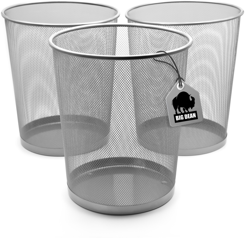 BigDean 3 Stück Papierkorb Mülleimer Büro silber 20L Draht – vielseitiger Mülleimer Bild 1