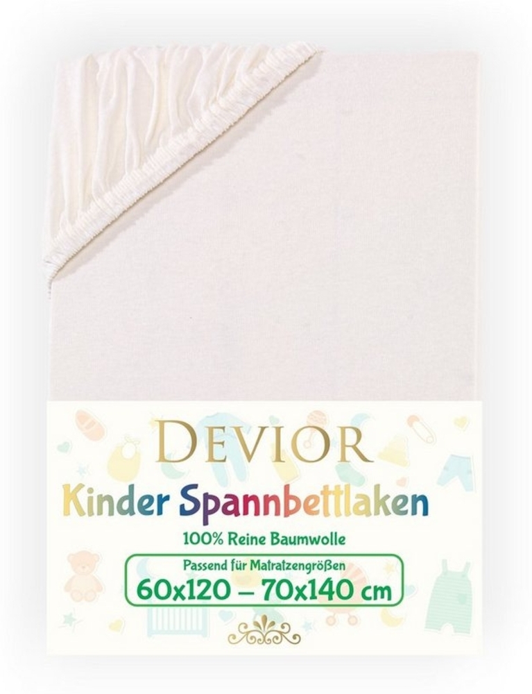 Devior Spannbettlaken Kinder Spannbetttuch 60x120 - 70x140 cm Bettlaken Tuch 100% Baumwolle, Jersey, Gummizug: Rundumgummizug, Matratzen Bezug bis 12cm Matratzenhöhe Bild 1