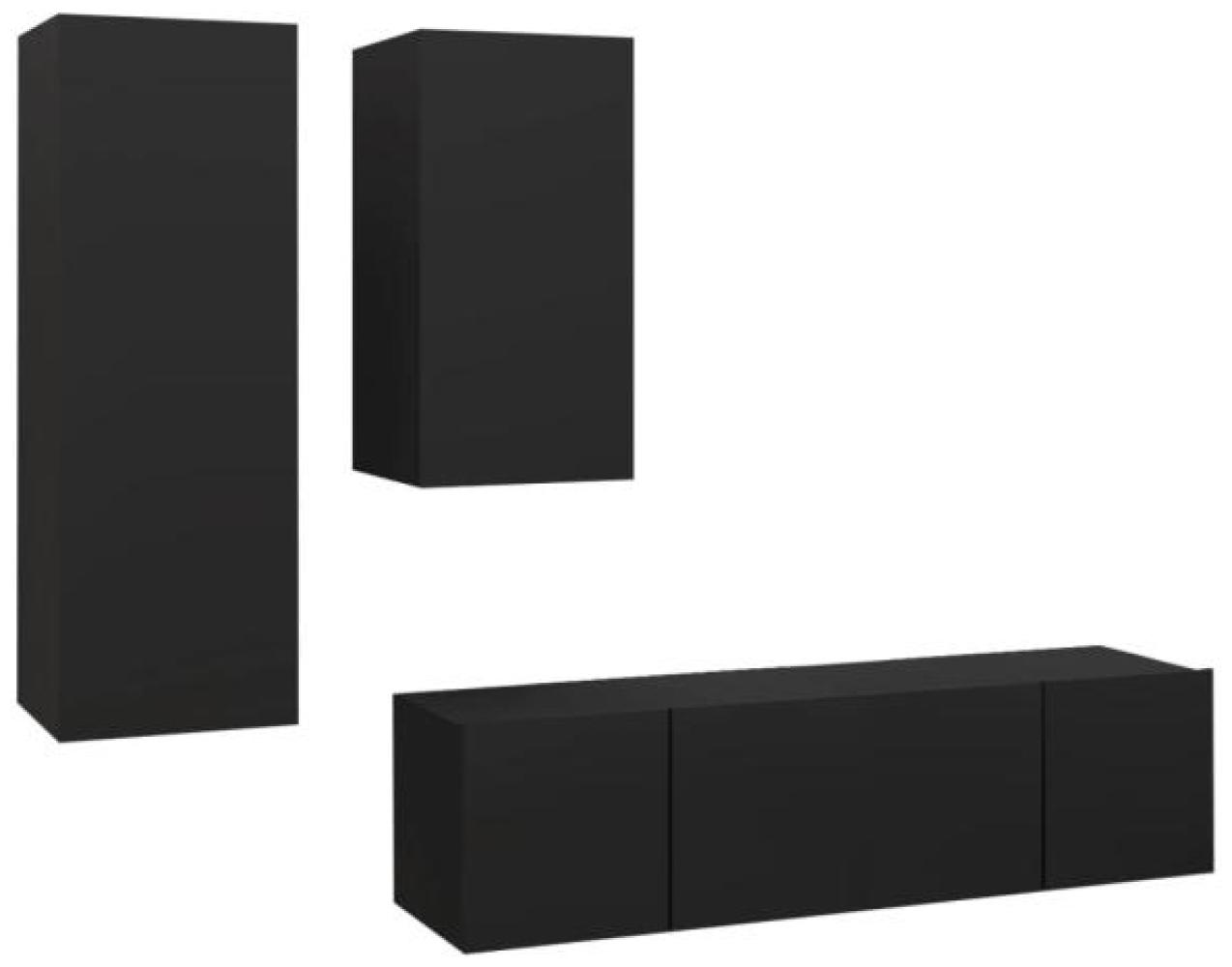 vidaXL 4-tlg. TV-Schrank-Set Schwarz Holzwerkstoff Bild 1