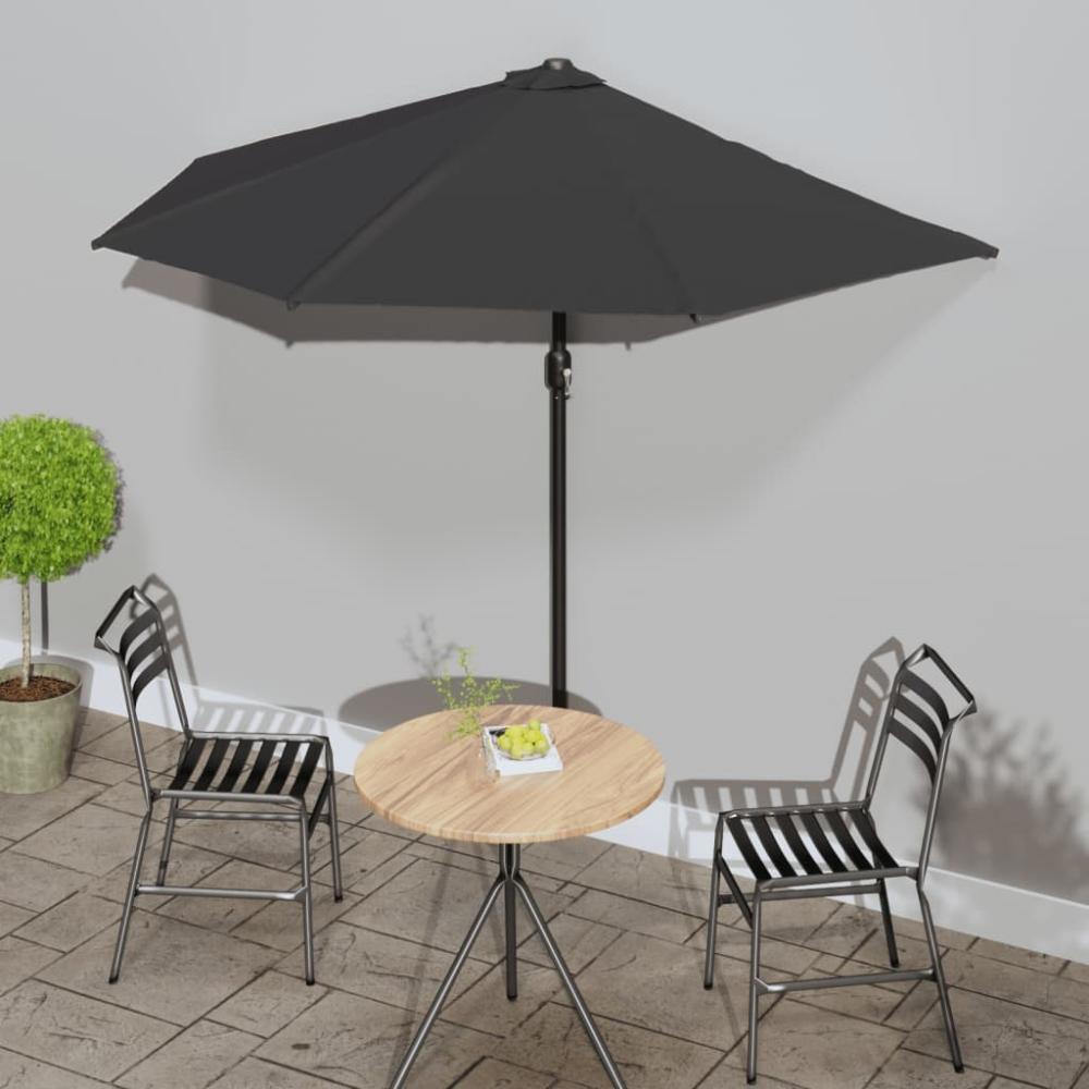 vidaXL Balkon-Sonnenschirm Alu-Mast Schwarz 270x144x222cm Halbrund 312500 Bild 1