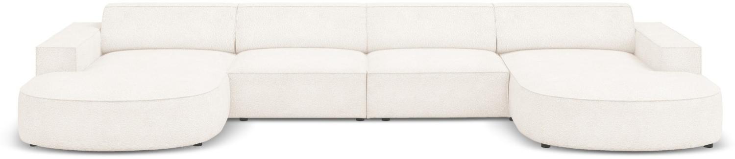 Micadoni 6-Sitzer Boucle Panorama Sofa rund Jodie | Bezug Beige | Beinfarbe Black Plastic Bild 1