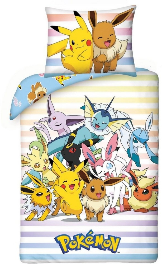 Tinisu Bettwäsche Pokemon Bettwäsche Evoli Nachtara weiche Baumwolle 140 x 200 cm Bild 1