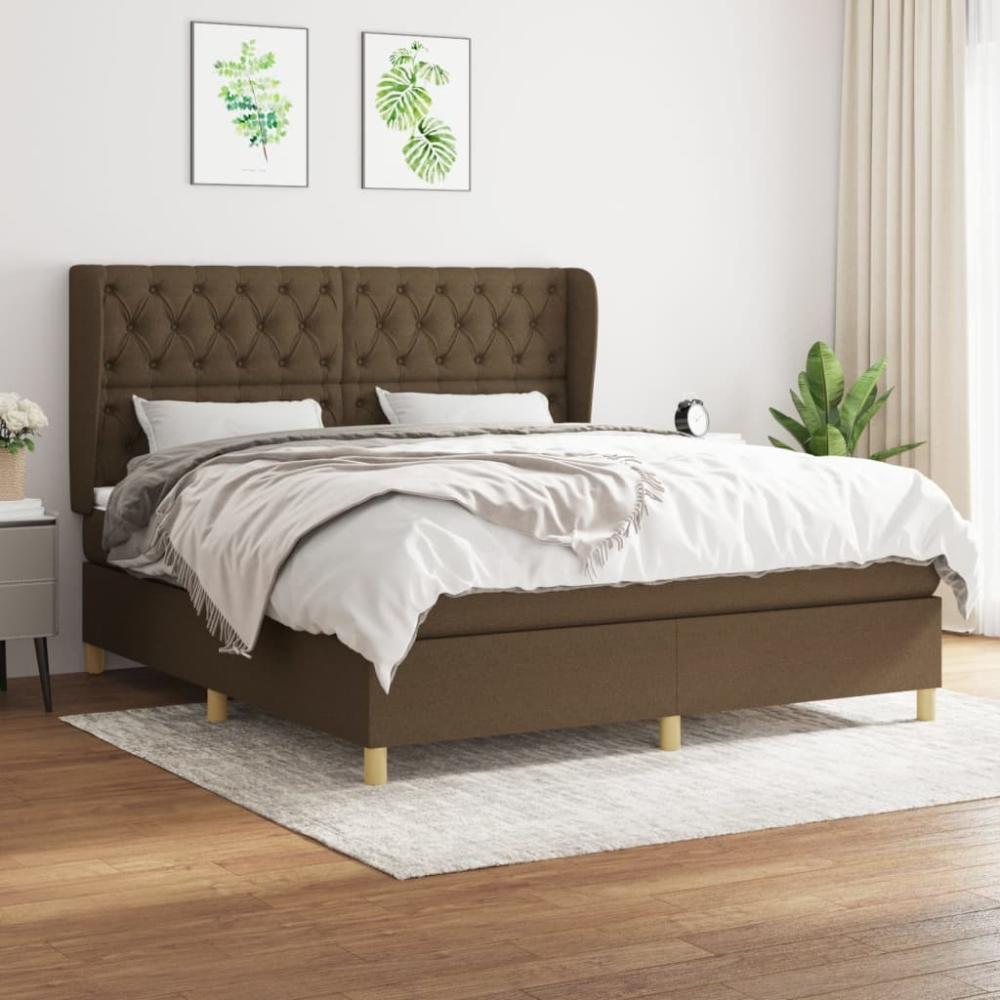 Boxspringbett mit Matratze Stoff Dunkelbraun 160 x 200 cm, Härtegrad: H2 [3128776] Bild 1