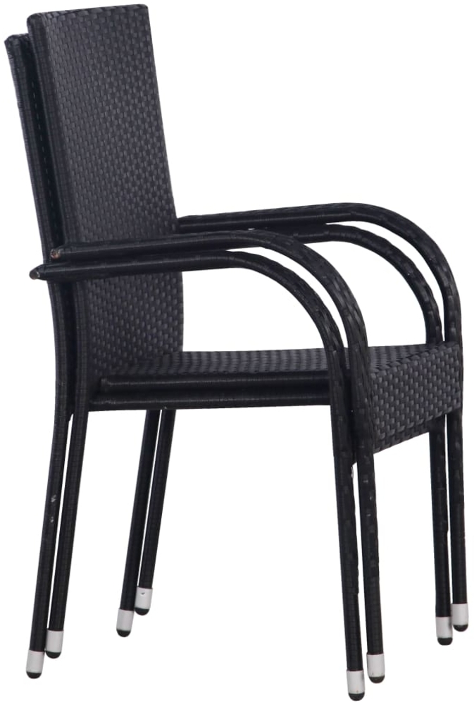 vidaXL Stapelbare Gartenstühle, 2 Stk., Polyrattan schwarz, 55,5 x 53,5 x 95 cm Bild 1