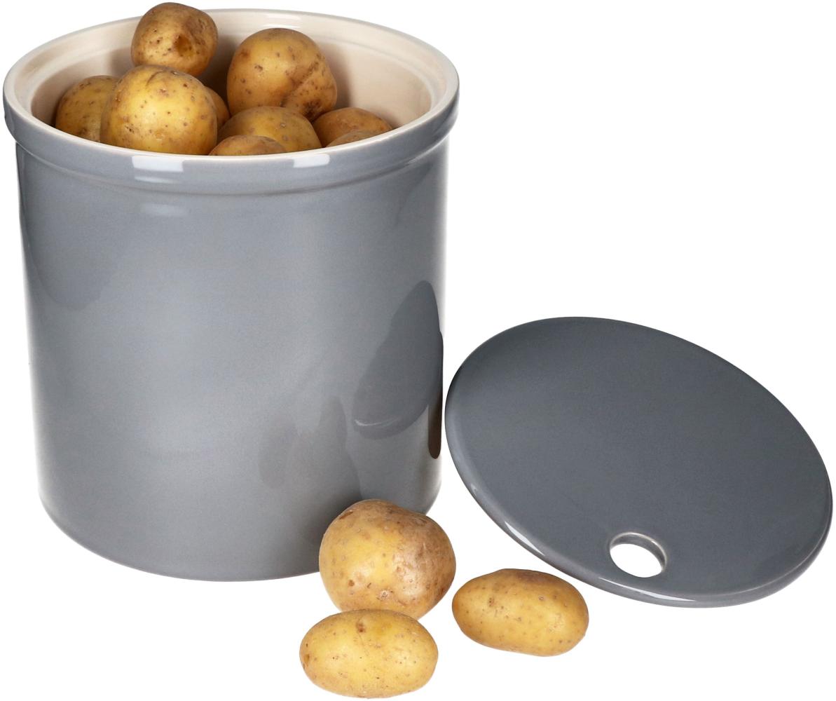 Oskar Vorratsdose L in Grau Kartoffeltopf mit Deckel Aufbewahrungsbox Ton Bild 1