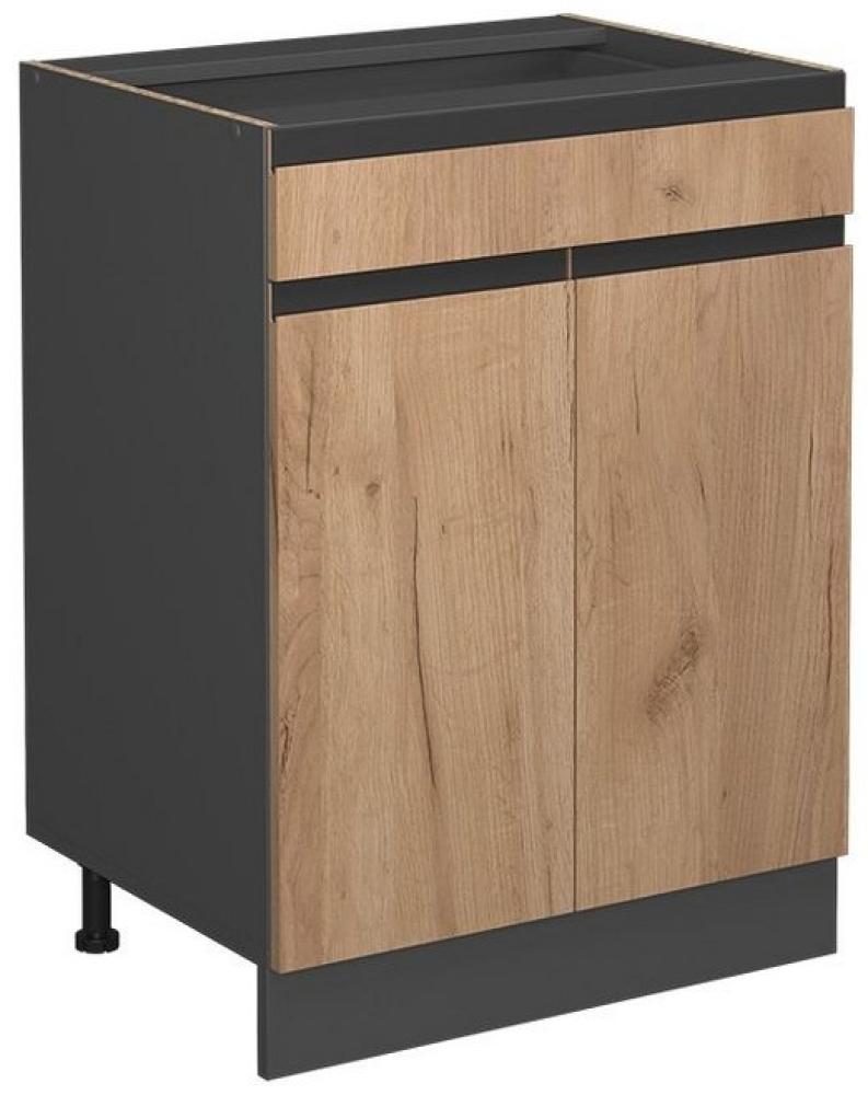 Vicco Schubunterschrank Küchenschrank Küchenmöbel R-Line J-Shape 60 cm modern (Anthrazit-Eiche) Bild 1