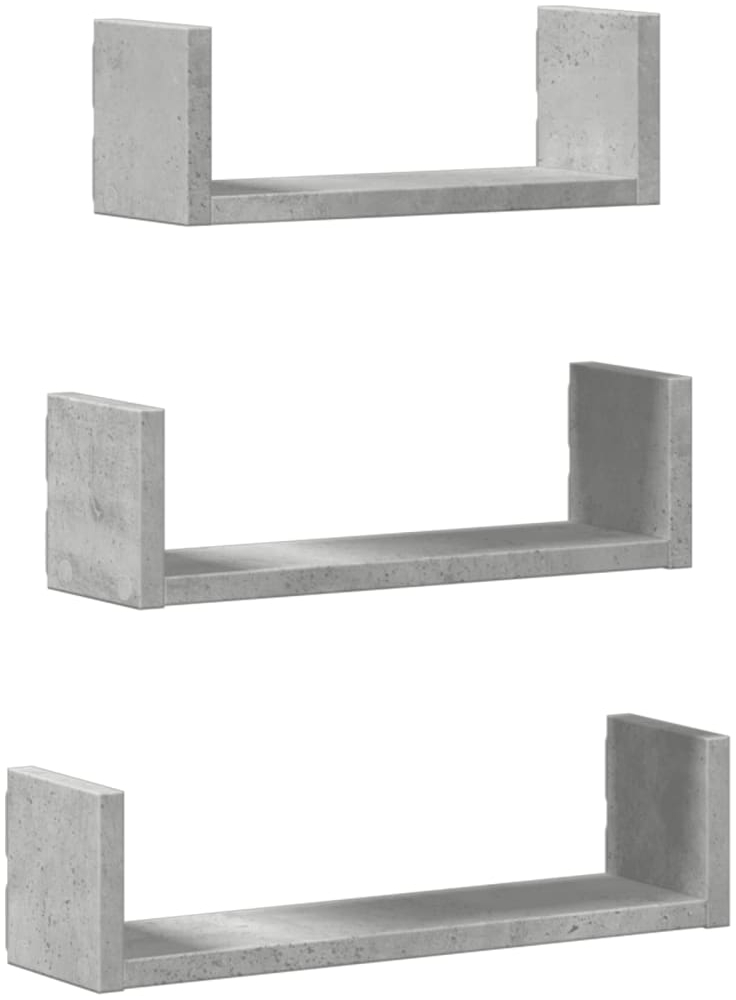 vidaXL Wandregal 3 Stk. Betongrau Holzwerkstoff 853311 Bild 1
