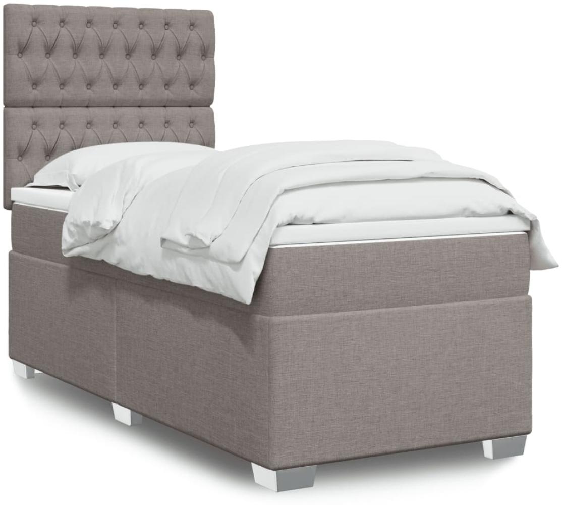 vidaXL Boxspringbett mit Matratze Taupe 90x200 cm Stoff 3292682 Bild 1