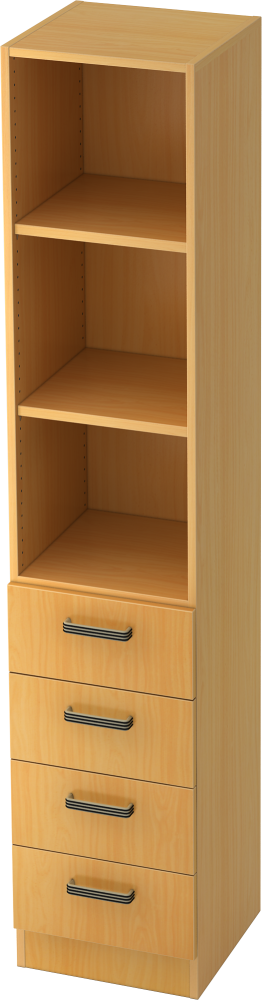 bümö office Aktenschrank Regal mit Schubladen, Büroschrank schmal aus FSC-Holz, 40cm breit in Buche - Aktenregal & Schubladenschrank mit Relinggriffen, Büro Möbel Schrank System, 7600-6-6-SG Bild 1