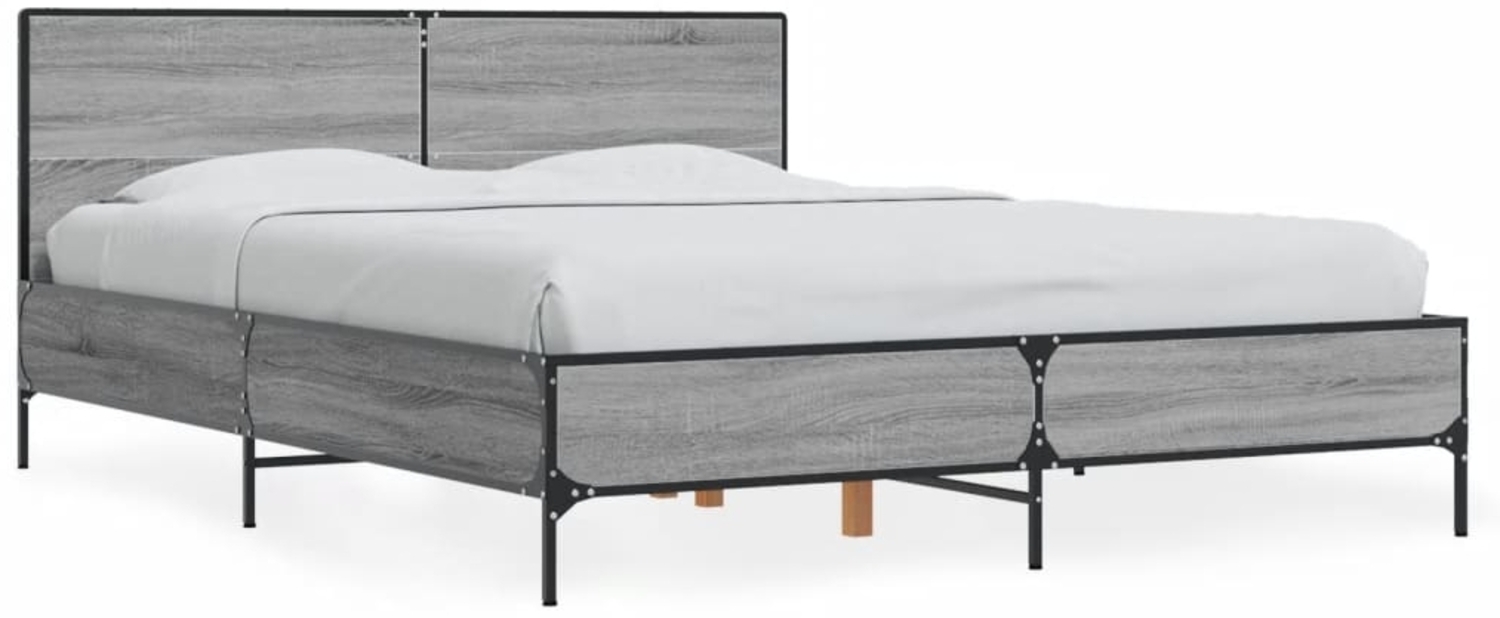 vidaXL Bettgestell Grau Sonoma 120x190 cm Holzwerkstoff und Metall 3280025 Bild 1