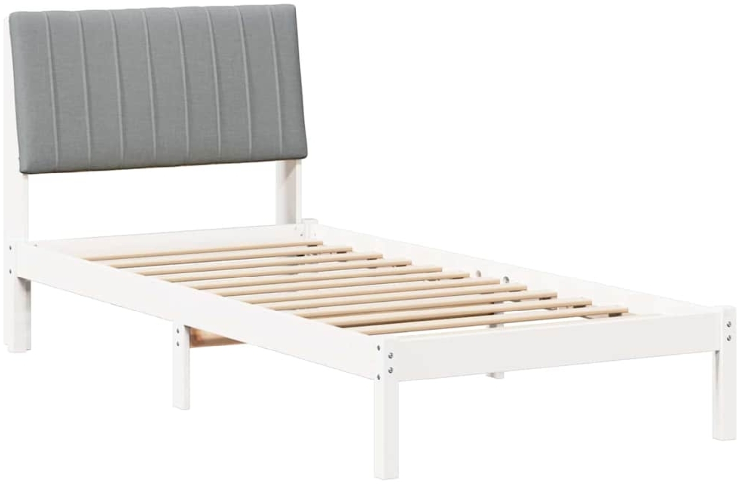 vidaXL Bettrahmen mit Kopfteil Weiß 90 x 190 cm Massives Kiefernholz 878928 Bild 1