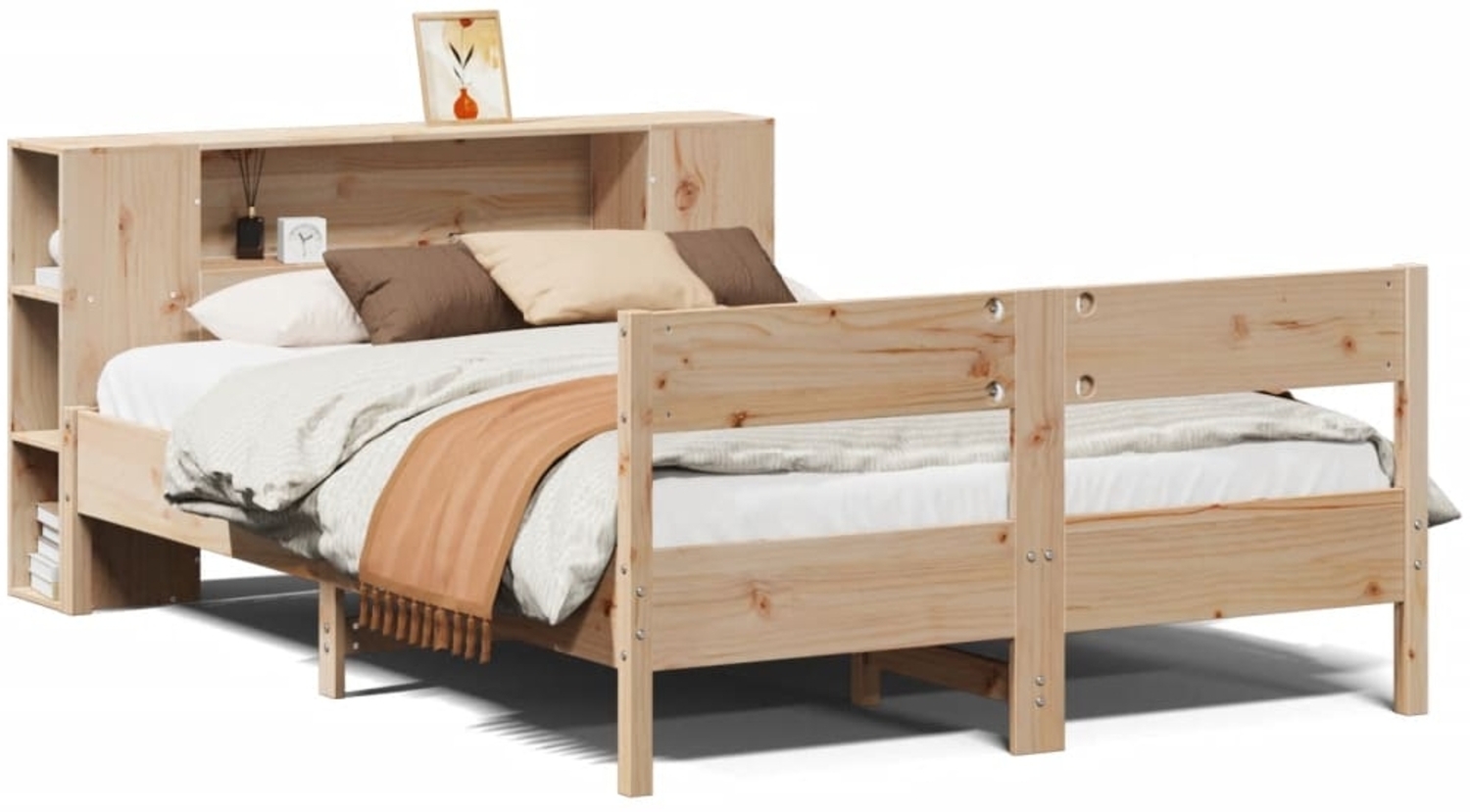 vidaXL Massivholzbett mit Regal ohne Matratze 135x190 cm Kiefer 3322957 Bild 1
