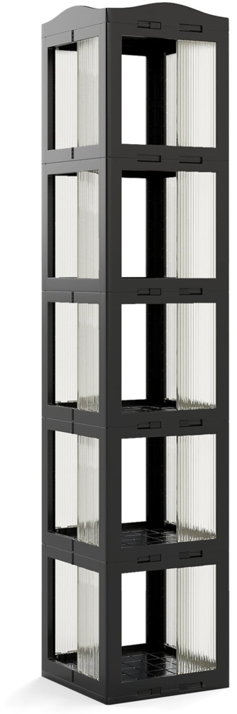 360° Drehbares Bücherregal Klappbares Standregal Transparenter Büroregal 36,5 x 36 x 174 cm Schwarz Bild 1