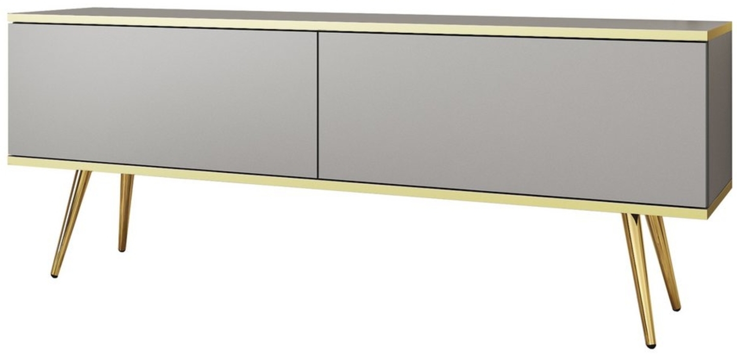 MOEBLO TV-Board DAYN NEW (Lowboard Fernsehtisch TV Bank TV Tisch Fernseher Tisch TV Möbel, goldene/schwarze Metallbeine), 135/175 x 30 x 32 Bild 1