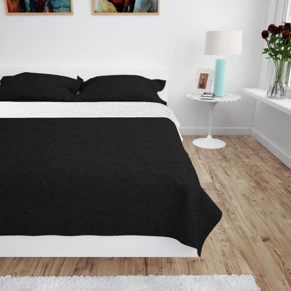 vidaXL Zweiseitige Tagesdecke Gesteppt 220 x 240 cm Schwarz und Weiß 132969 Bild 1