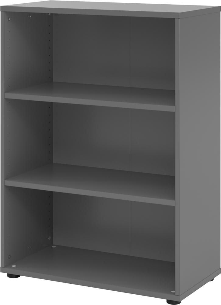 bümö Regal graphit, Standregal aus Holz für 3 Ordnerhöhen - Bücherregal klein 80 cm breit, Aktenregal für Ordner & Bücher, kleines Büroregal, Holzregal, Ordnerregal, Buchregal Dachschräge, 938RE-G Bild 1