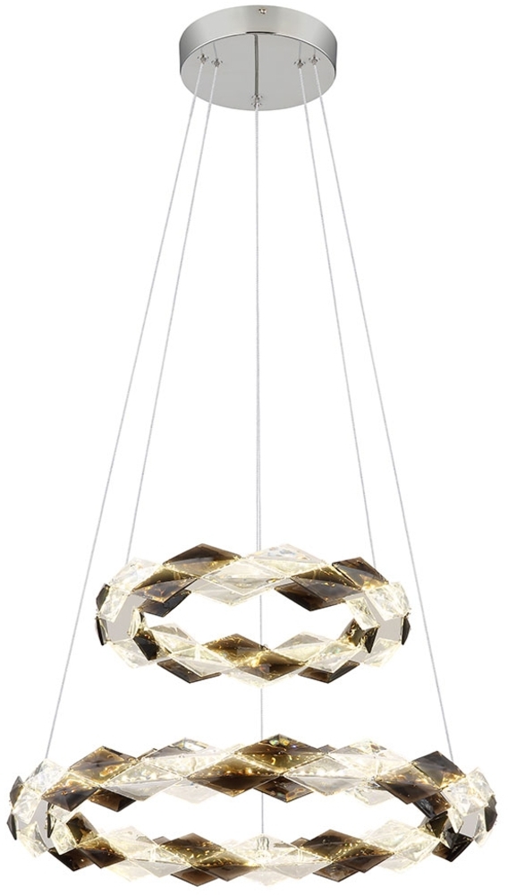 LED Hängelampe, Kristalle rauch klar, H 130 cm Bild 1