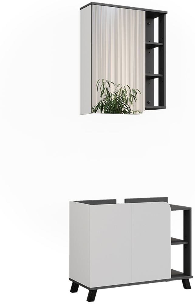 Badmöbel-Set Karen Anthrazit/Weiß 2 Teile Vicco Bild 1