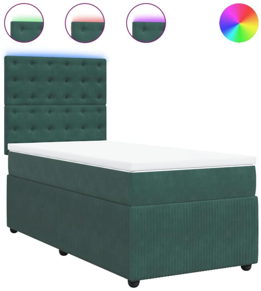 vidaXL Boxspringbett mit Matratze Dunkelgrün 100x200 cm Samt 3294577 Bild 1