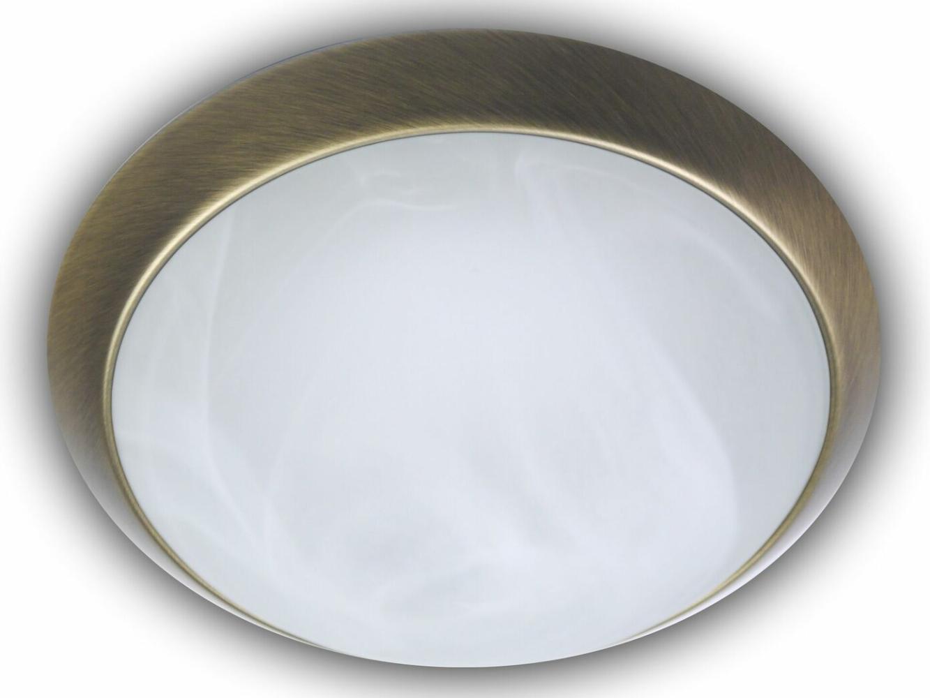 LED Deckenleuchte rund, Glas Alabaster, Dekorring Altmessing, Ø 25cm Bild 1