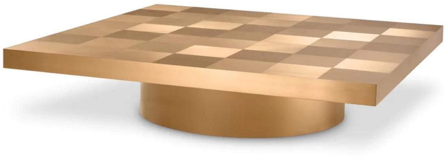 Casa Padrino Luxus Couchtisch Messing 134 x 134 x H. 30 cm - Quadratischer Edelstahl Wohnzimmertisch - Wohnzimmer Möbel - Edelstahl Möbel - Luxus Möbel - Luxus Einrichtung Bild 1