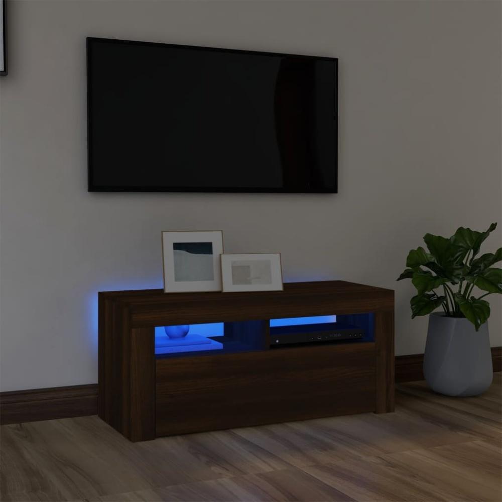vidaXL TV-Schrank mit LED-Leuchten Braun Eichen-Optik 90 x 35 x 40 cm [822723] Bild 1