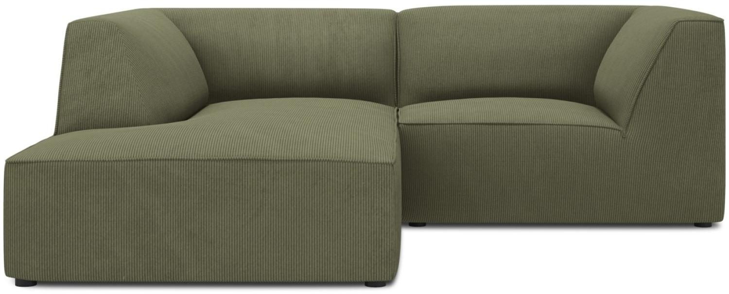 Micadoni 3-Sitzer Modular Ecke links Sofa Ruby | Bezug Green | Beinfarbe Black Plastic Bild 1