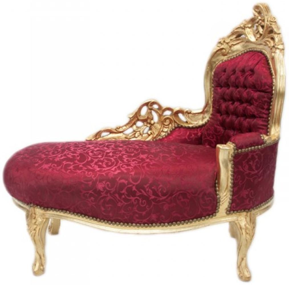 Casa Padrino Barock Kinder Chaiselongue Bordeauxrot Muster/Gold - Kindermöbel Bild 1