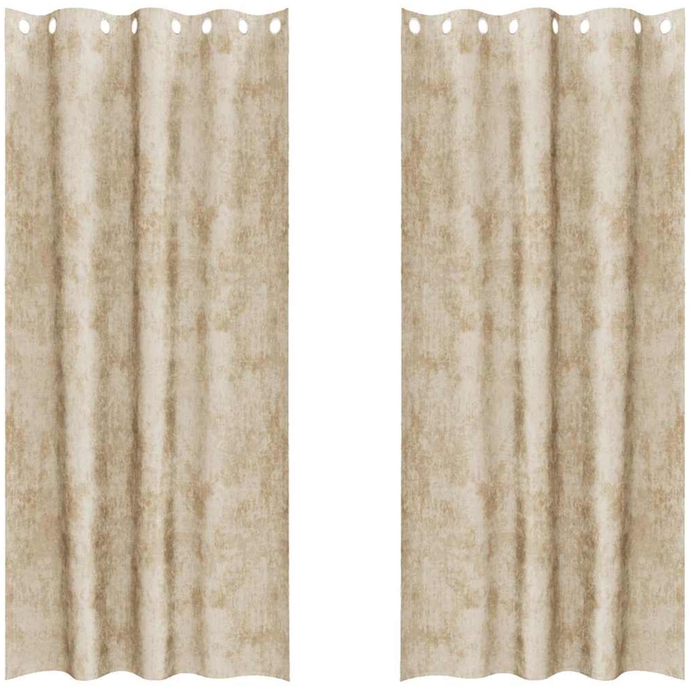 vidaXL Samtvorhänge mit Vorhängen 2 pcs Creme 245 x 140 cm Samt 4107666 Bild 1