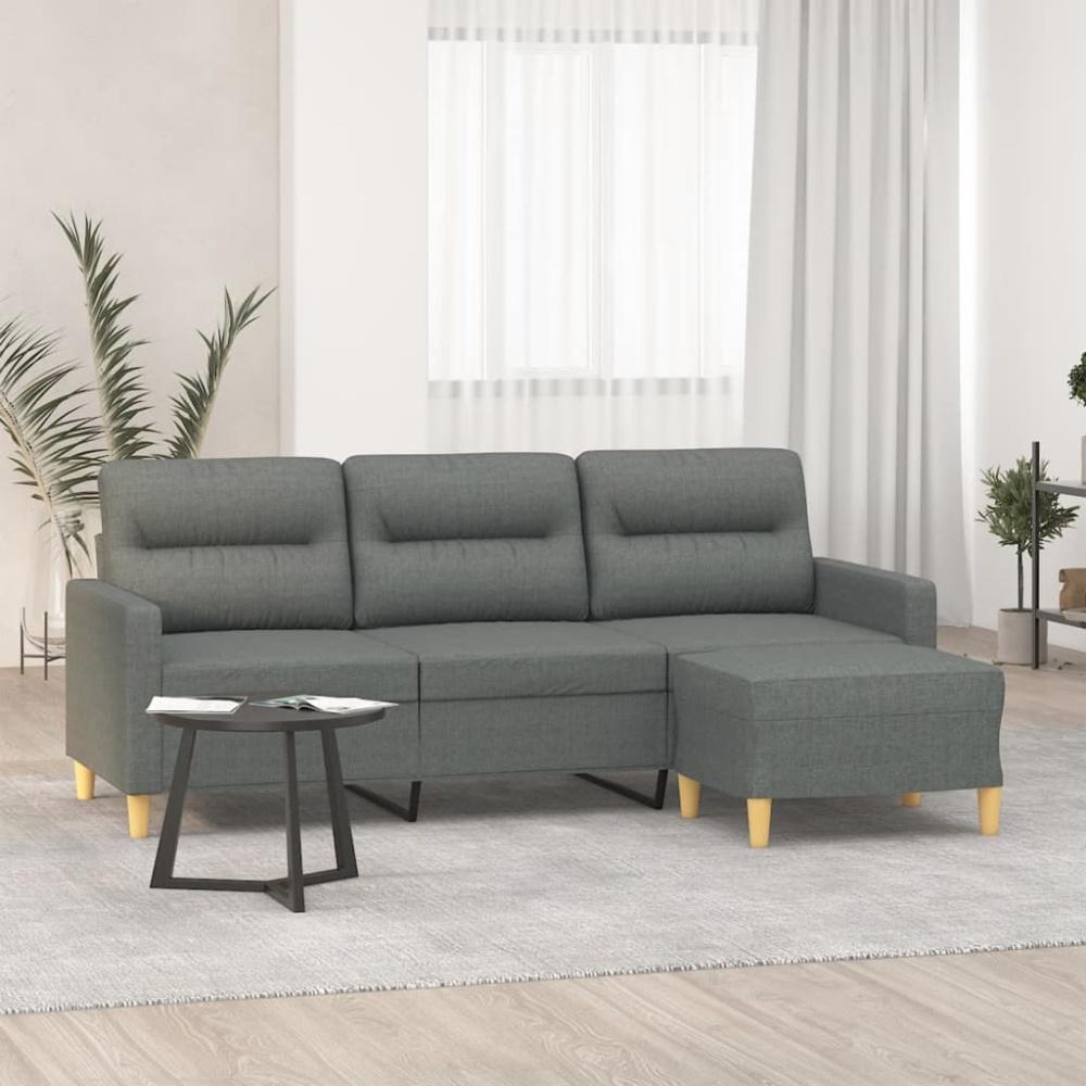 vidaXL 3-Sitzer-Sofa mit Hocker Hellgelb 180 cm, Dunkelgrau Bild 1