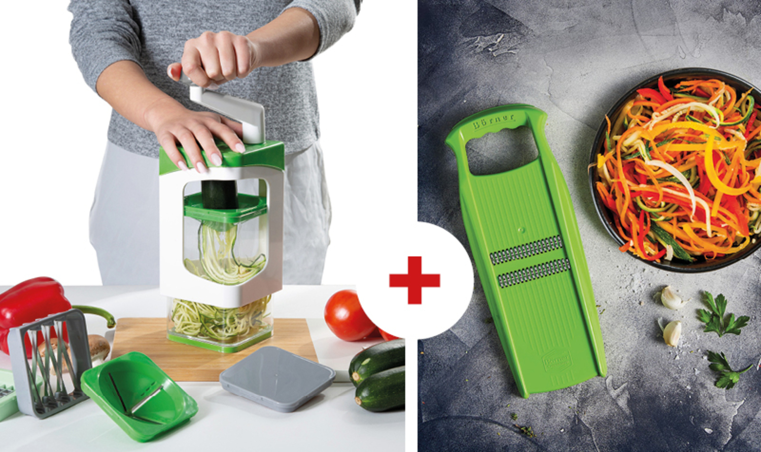 Genius Nicer Dicer 13-tlg. Juliettie lime-grün + Börner Reibe Roko PowerLine Grün Bild 1